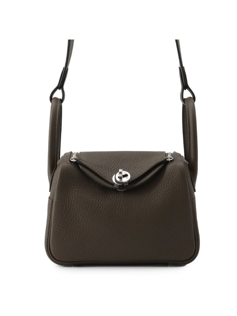 Hermes Handbag Lindy Mini Vert Roden Silver Taurillon Clemence 2-Way